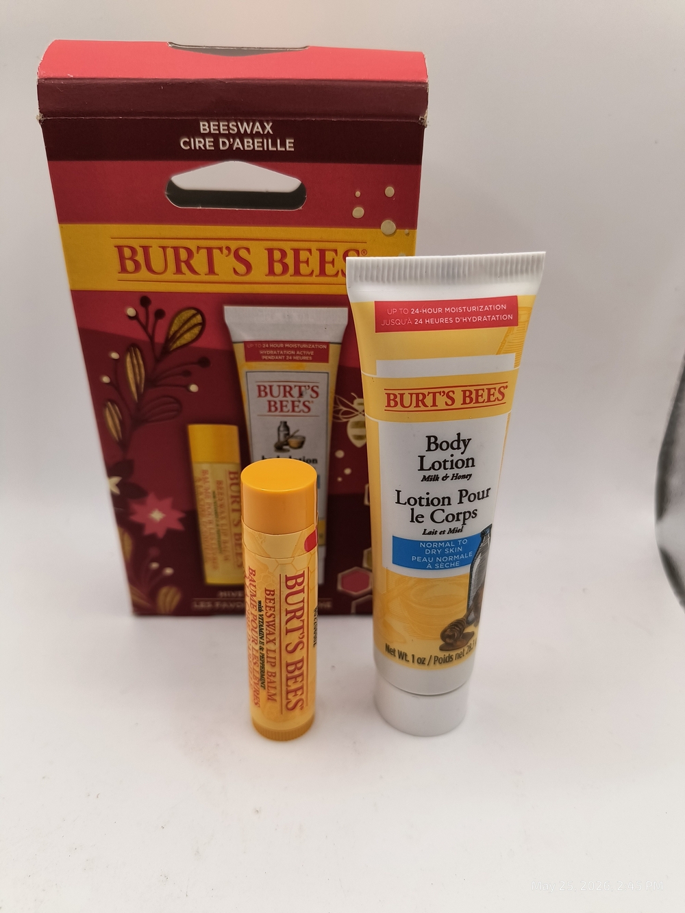 Burt's Bees Milk & Honey Body Lotion and Beeswax Lip Balm - NOS